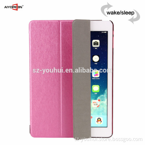 New Arrival and Fashion Silk Pattern PU Ultra-thin folded 3 styles conjoined case for iPad mini 2